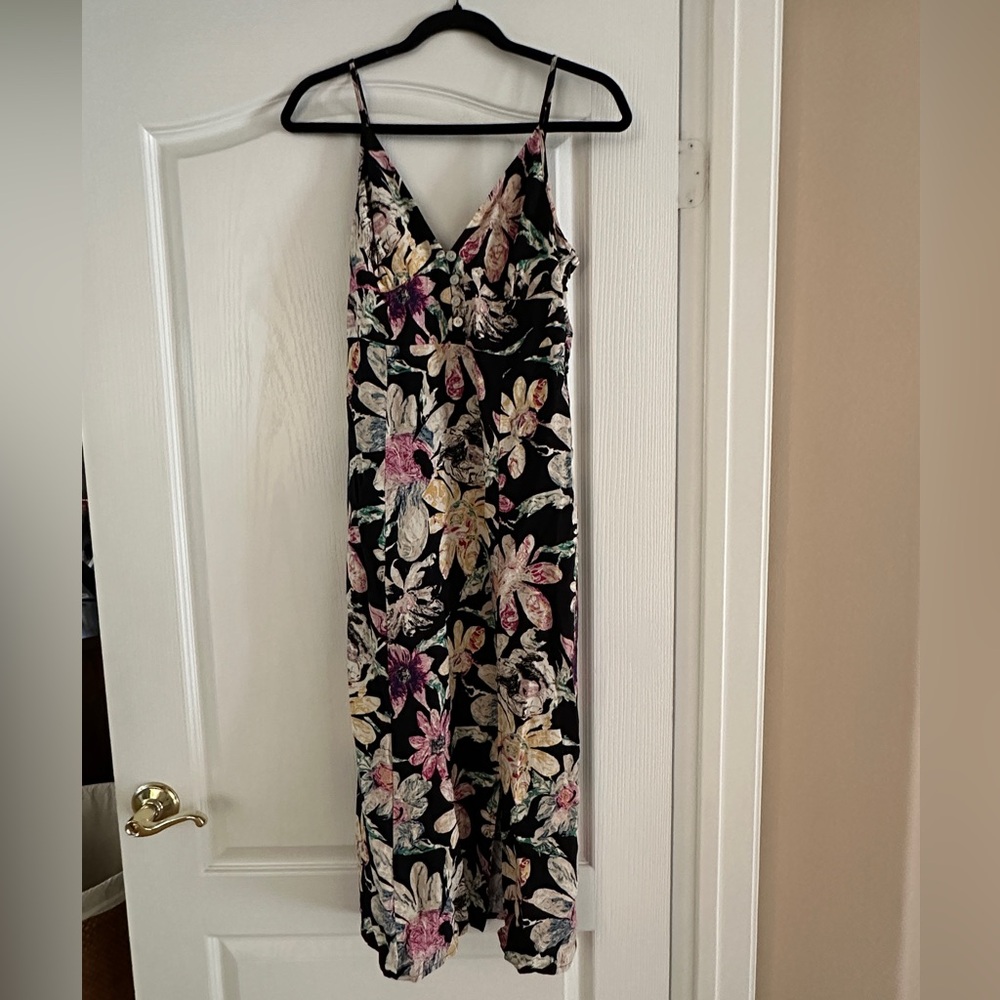 Urban Outfitters Rooftop Slit Midi Dress - Floral Black